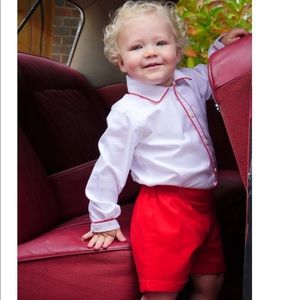 NWT. Rachel Riley Red Cord Short and Shirt Set. 12 Mos.